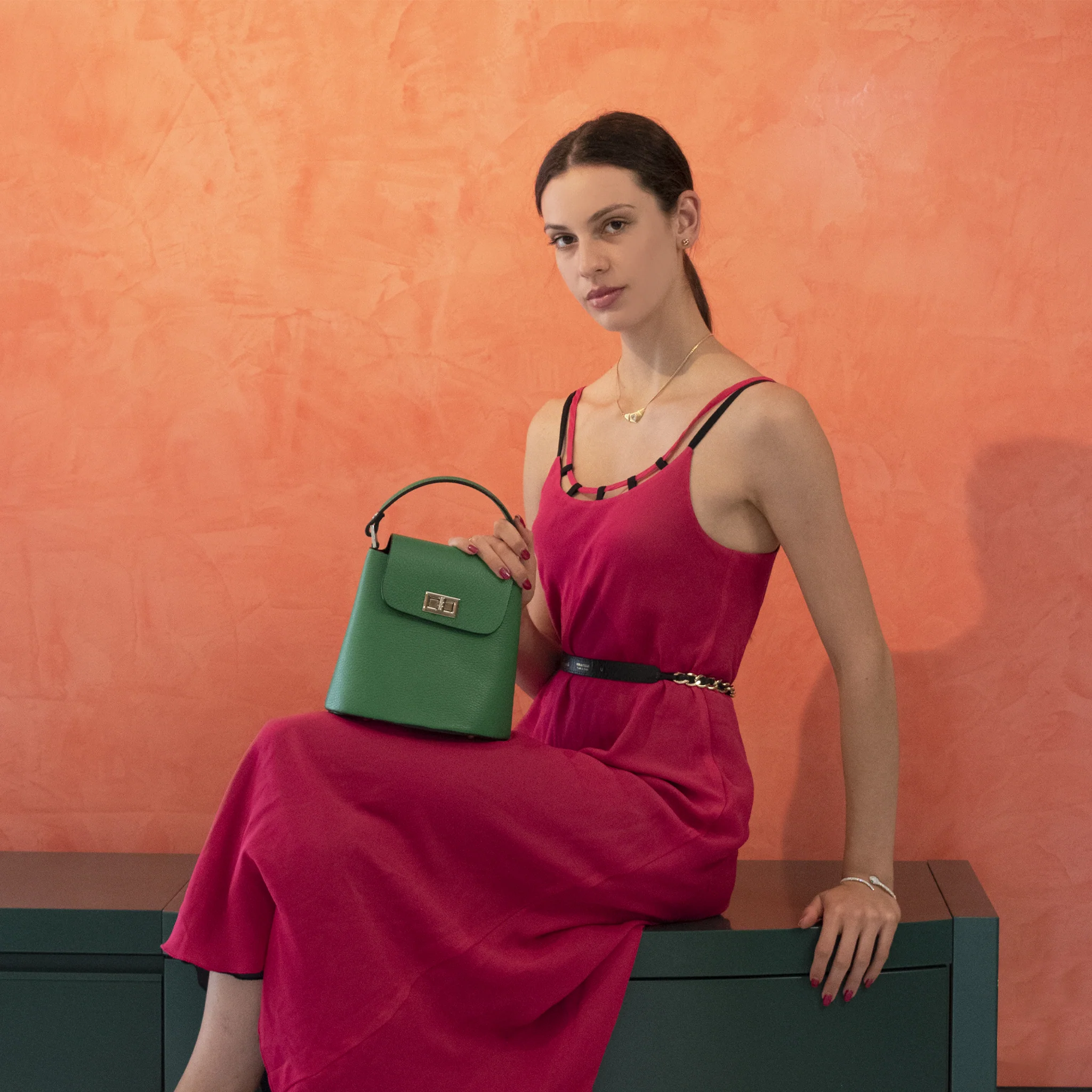 Borsa annalisa in pelle - verde - Image 2
