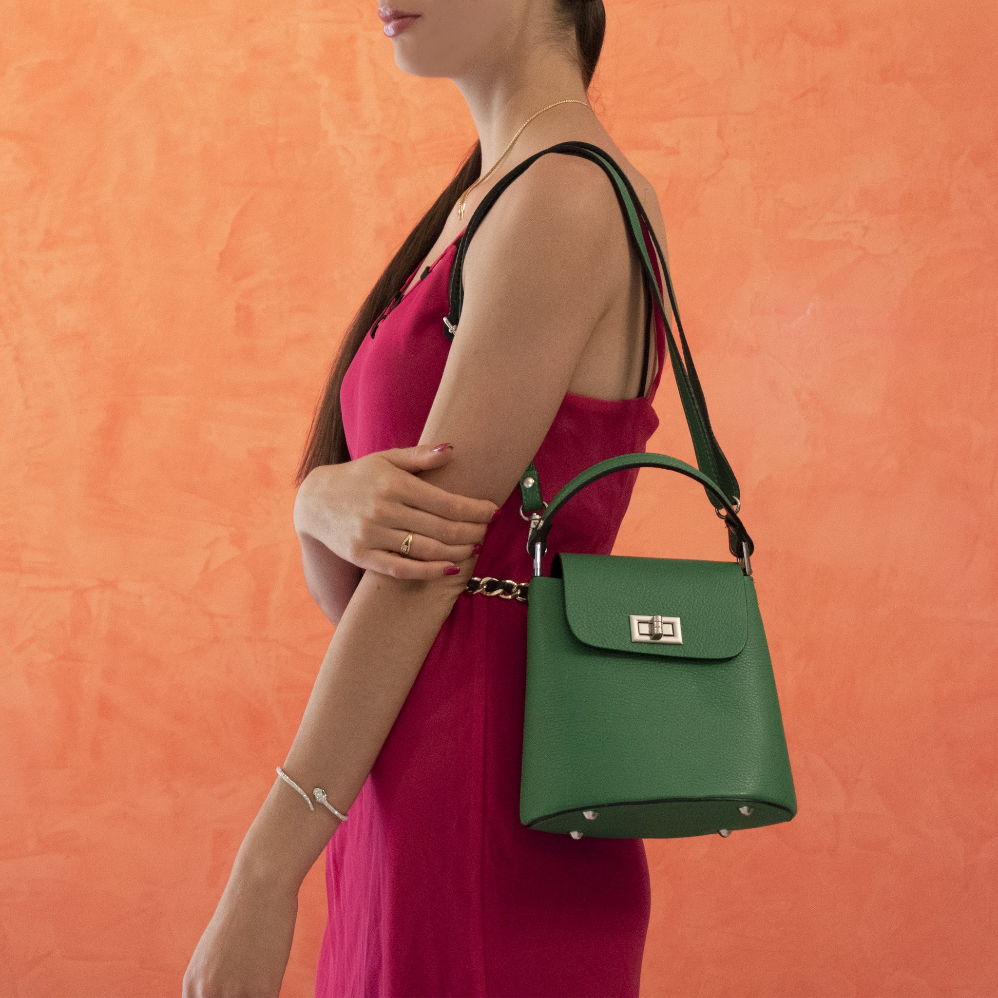 Borsa annalisa in pelle - verde - Image 7