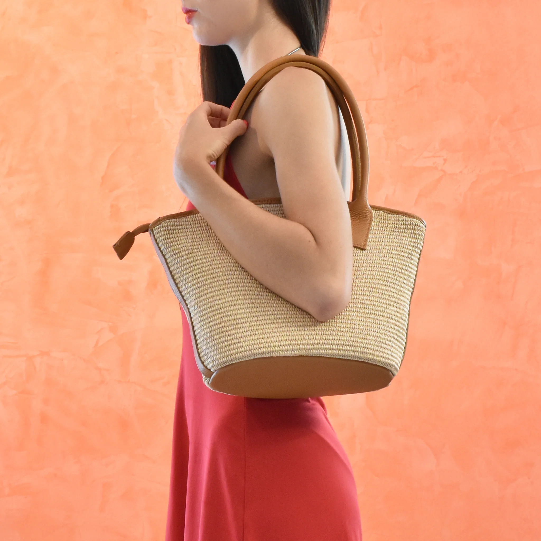 Borsa classic pape in paglia rafia - cammello - Image 3