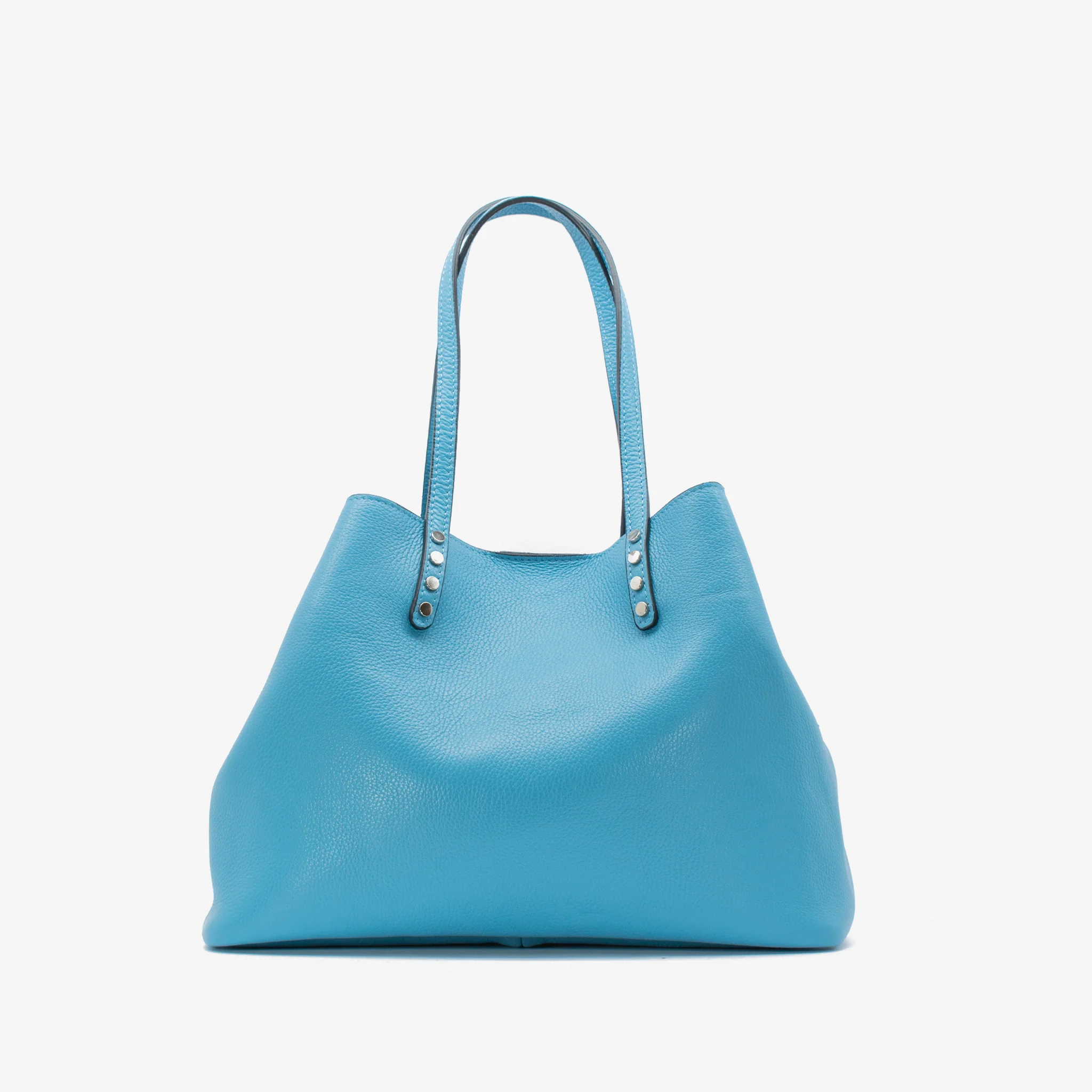 Borsa weaving in pelle - azzurro - Image 2