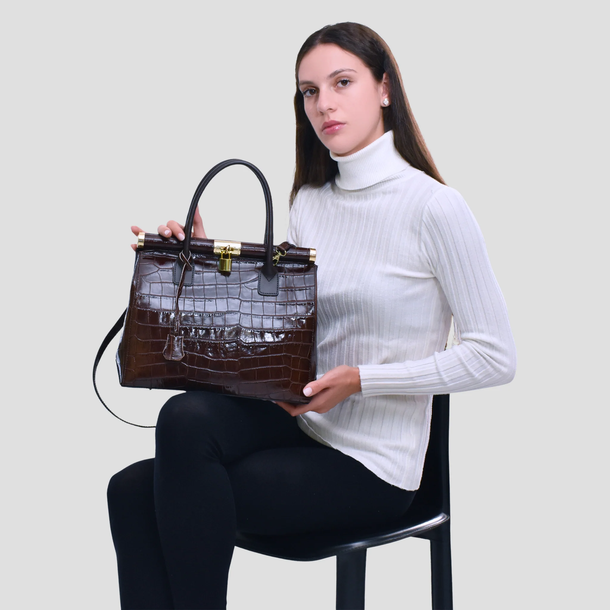 Borsa Imerial in pelle - testa di moro - Image 10