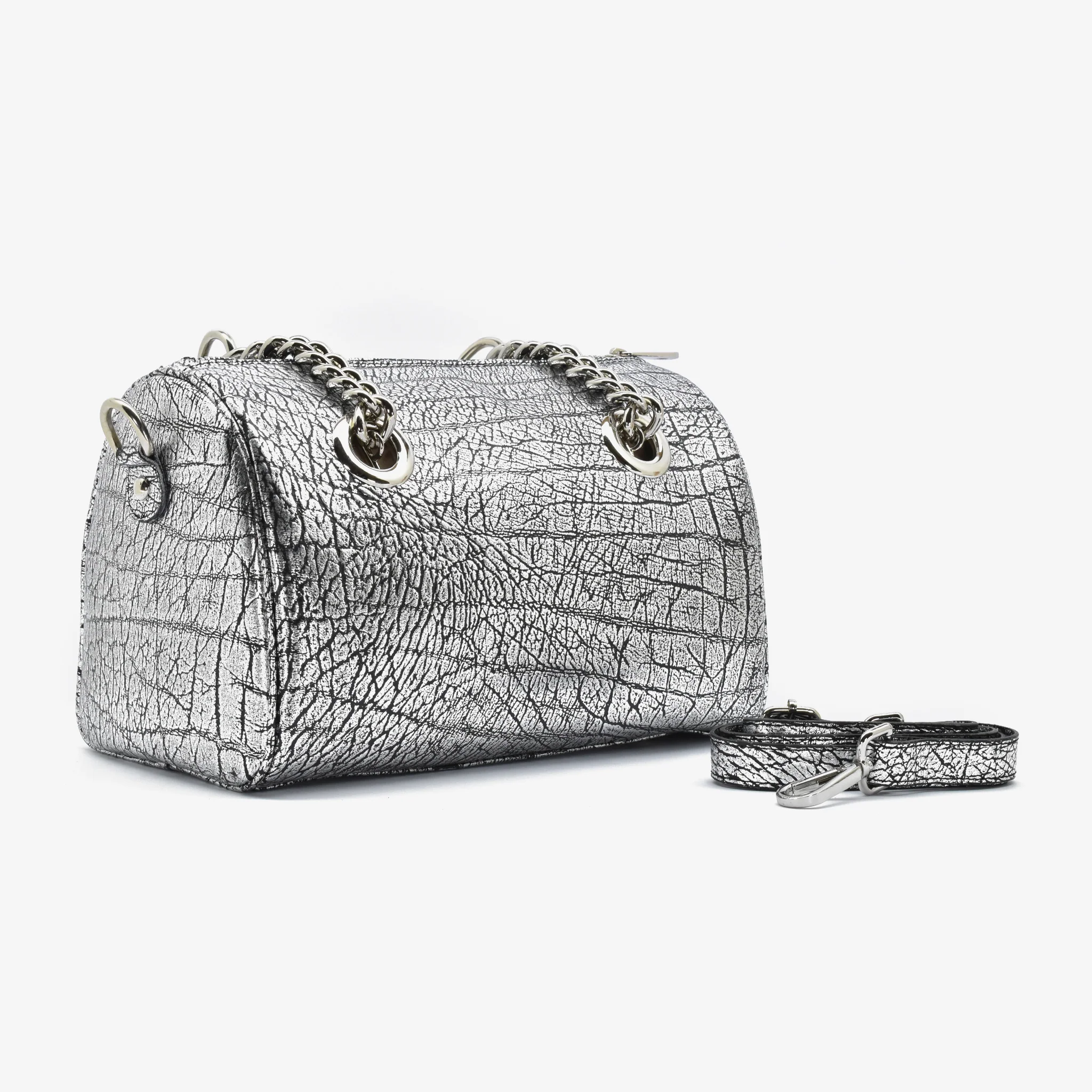 Borsa laminata in pelle - grigio - Image 5