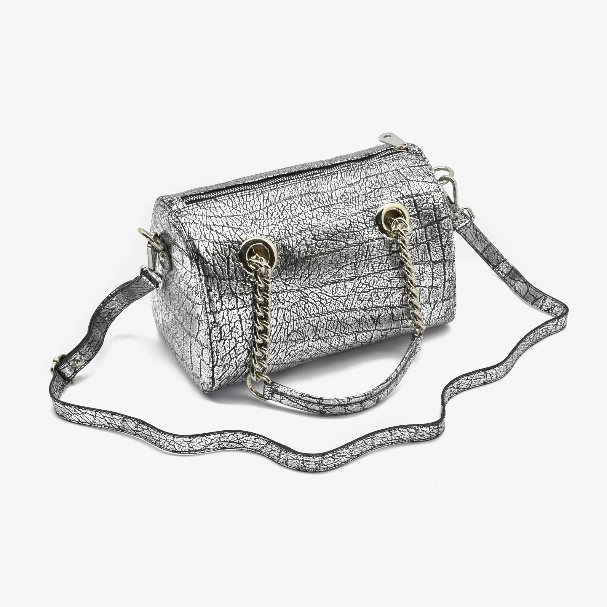 Borsa laminata in pelle - grigio - Image 6