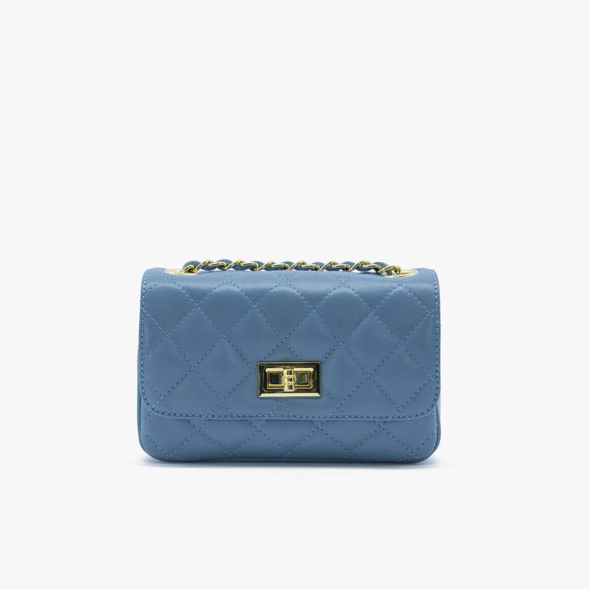 Borsa mini Marta in pelle - blu acciaio