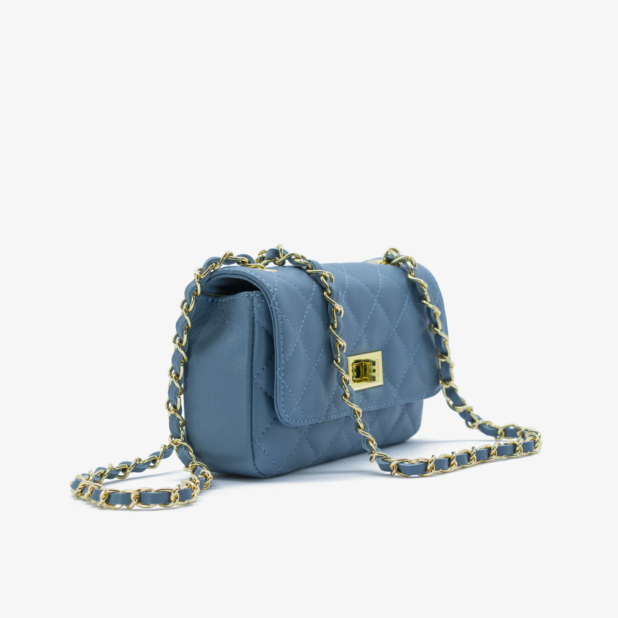 Borsa mini Marta in pelle - blu acciaio - Image 2
