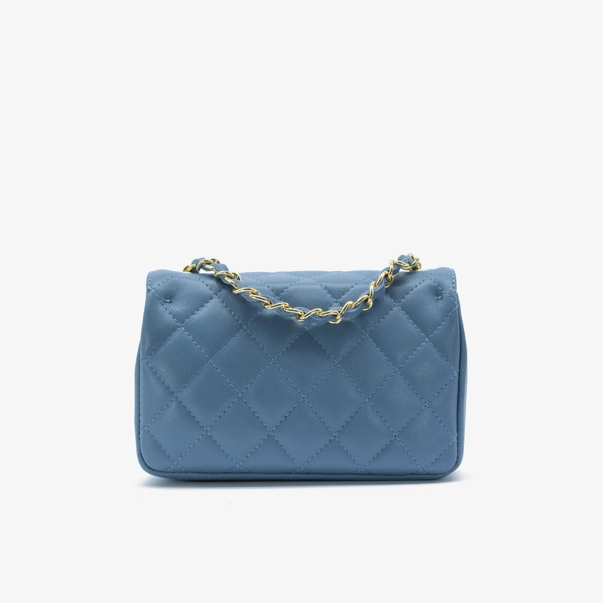 Borsa mini Marta in pelle - blu acciaio - Image 3