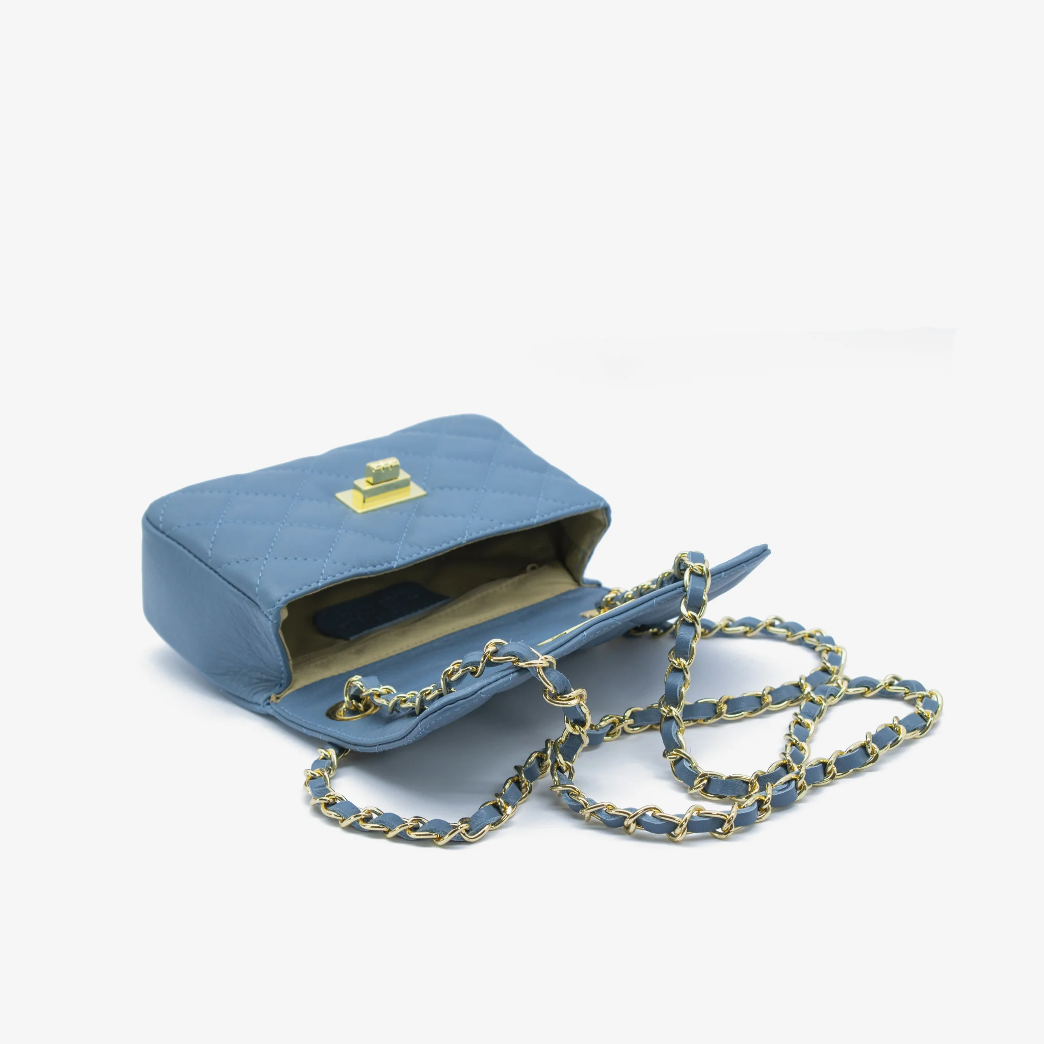 Borsa mini Marta in pelle - blu acciaio - Image 4