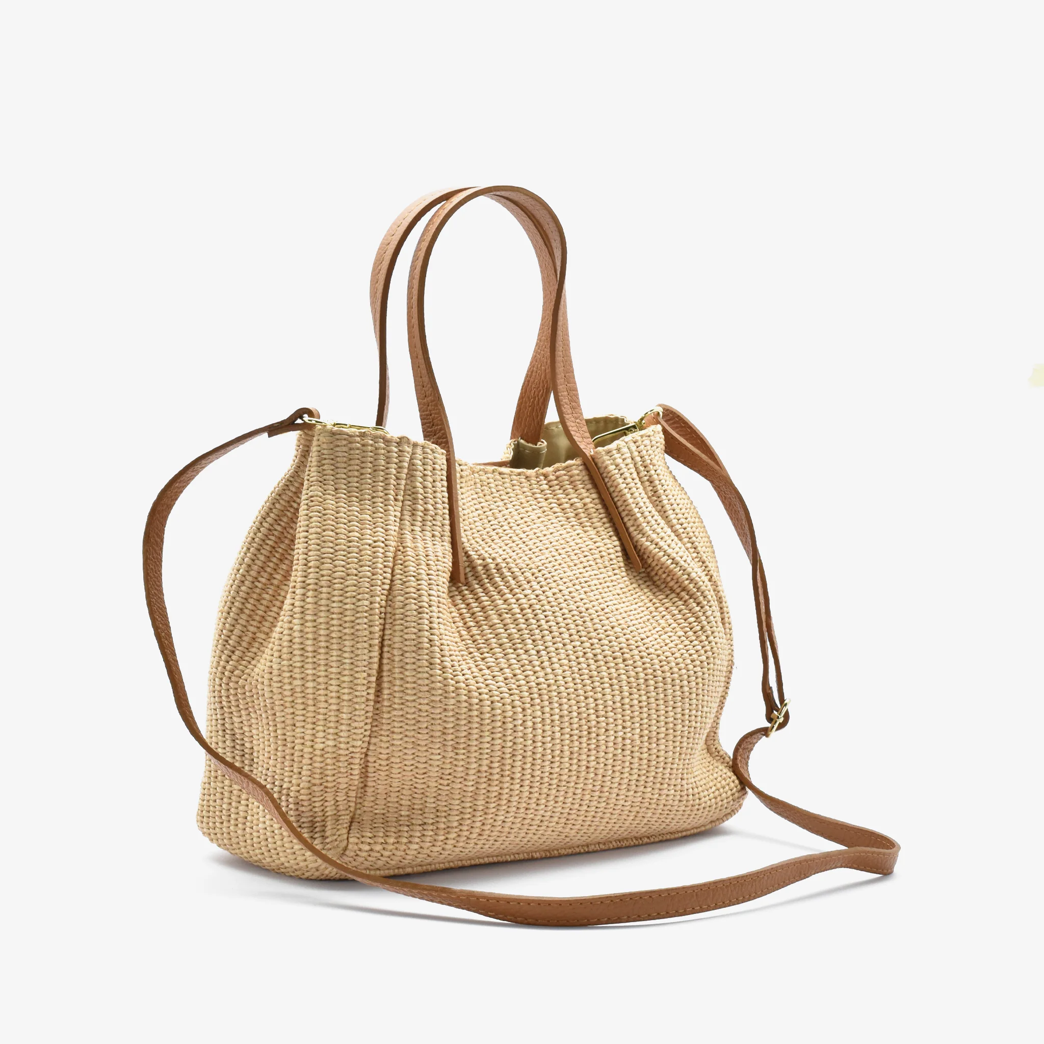 Borsa pape in paglia rafia - cammello - Image 5