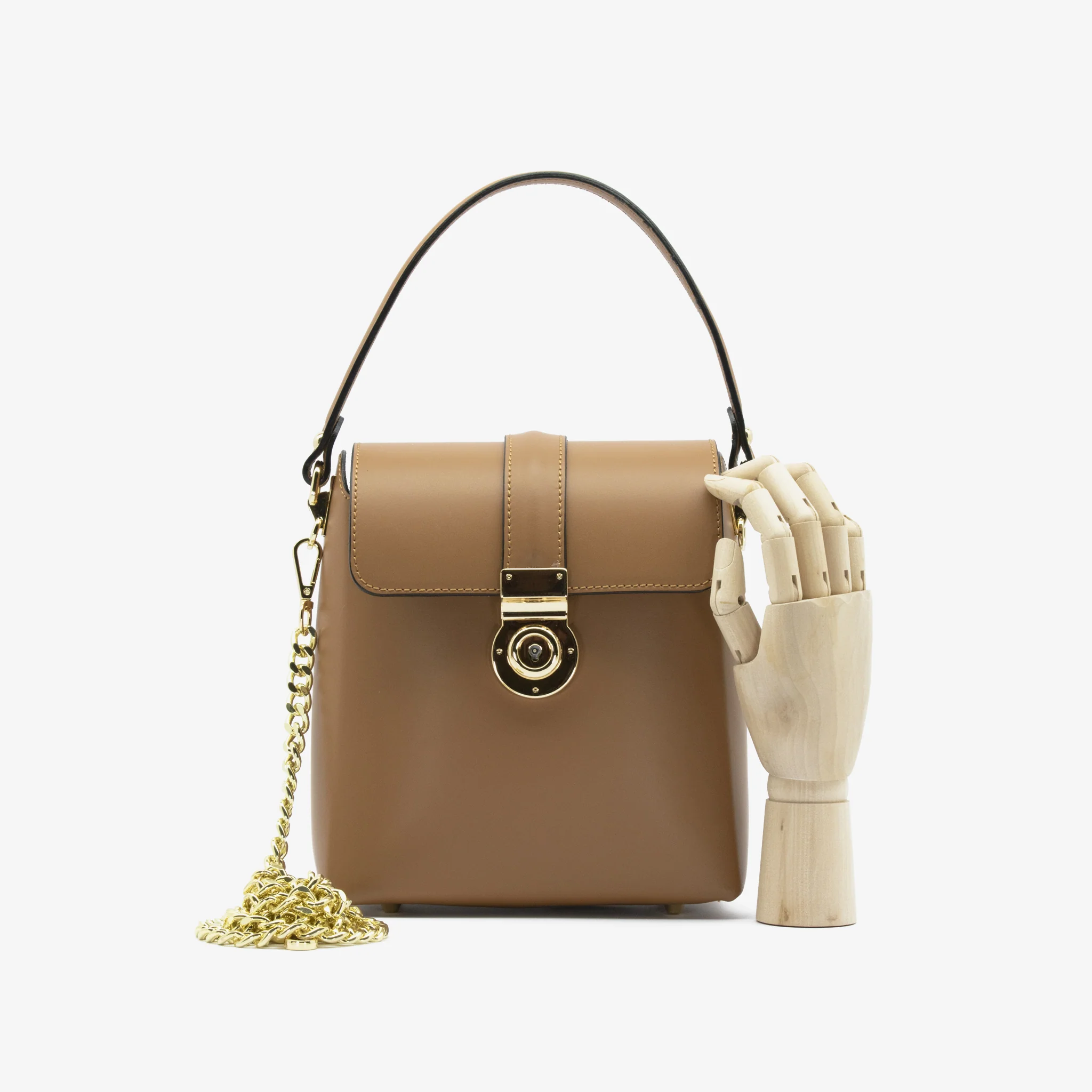 Borsa rita in pelle - cammello - Image 3