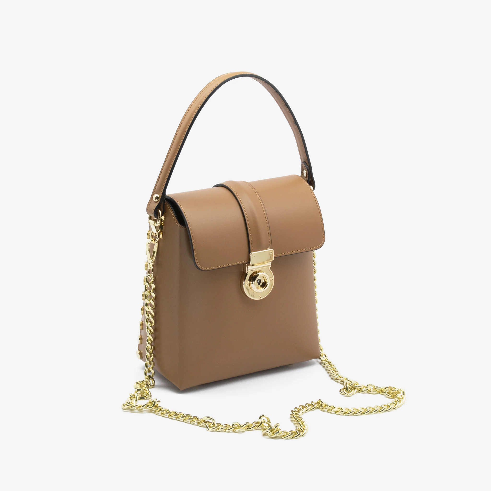 Borsa rita in pelle - cammello - Image 4