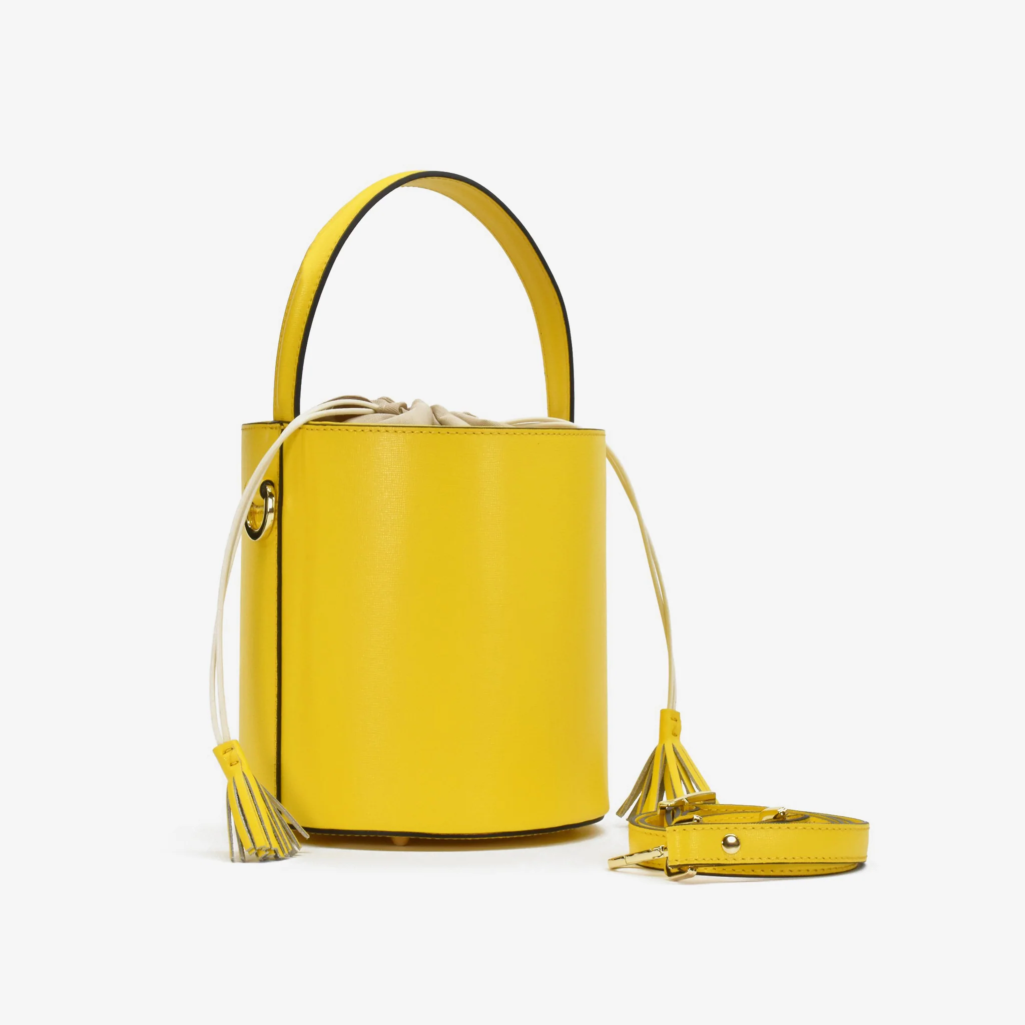 Secchiello grande in pelle - giallo - Image 3