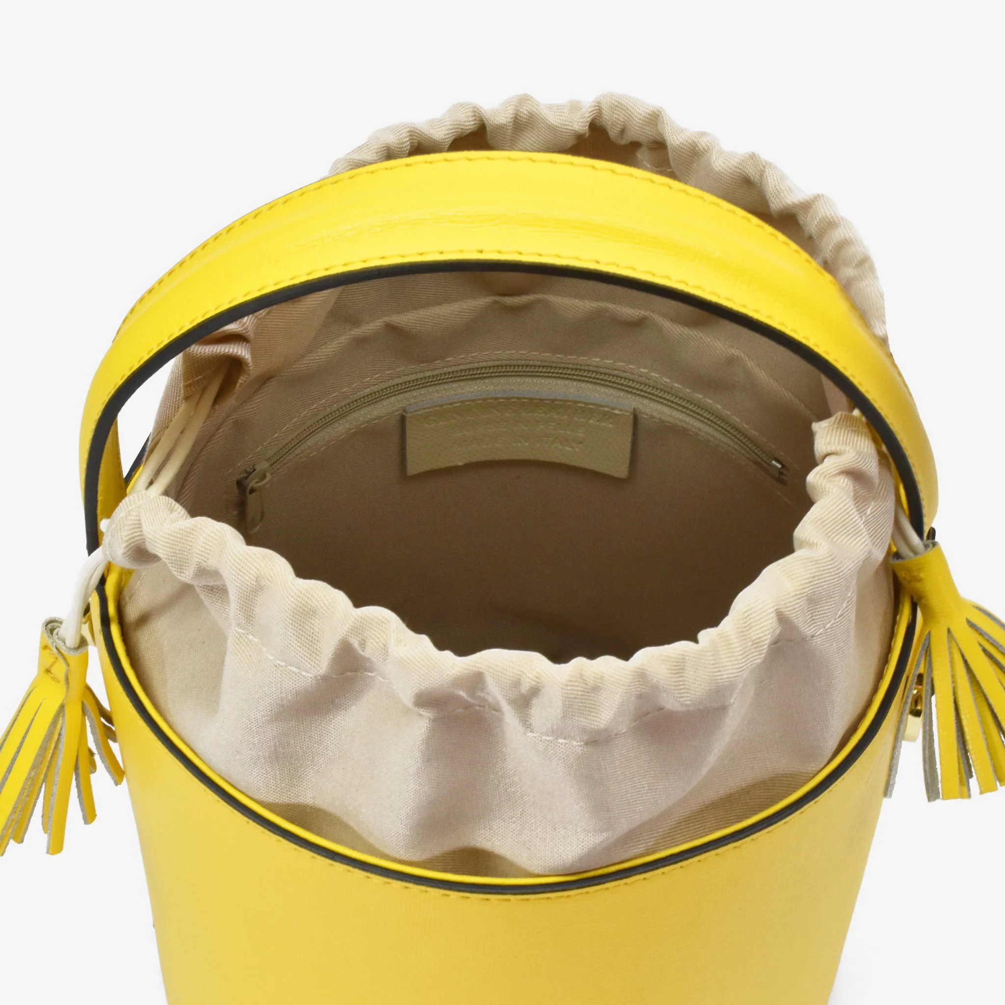 Secchiello grande in pelle - giallo - Image 4