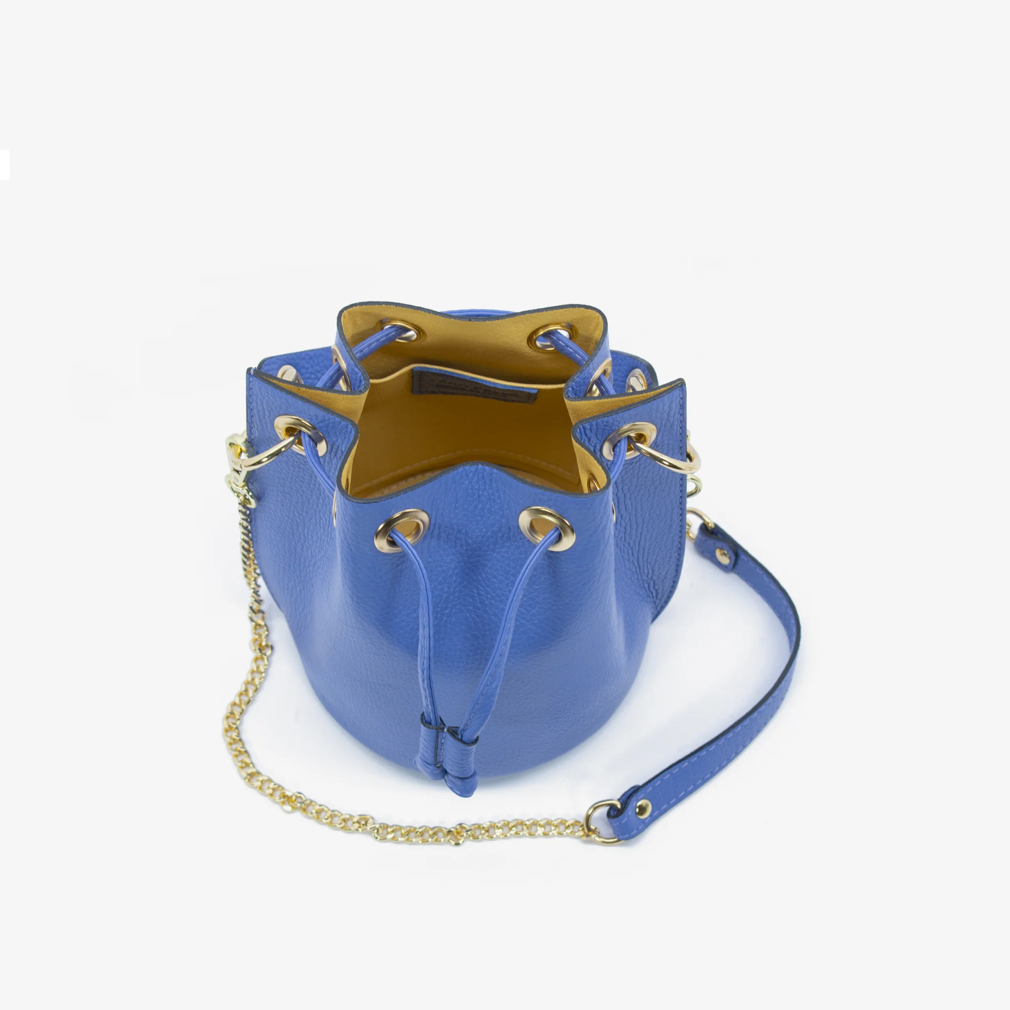 Secchiello mini coulisse in pelle - blu - Image 3