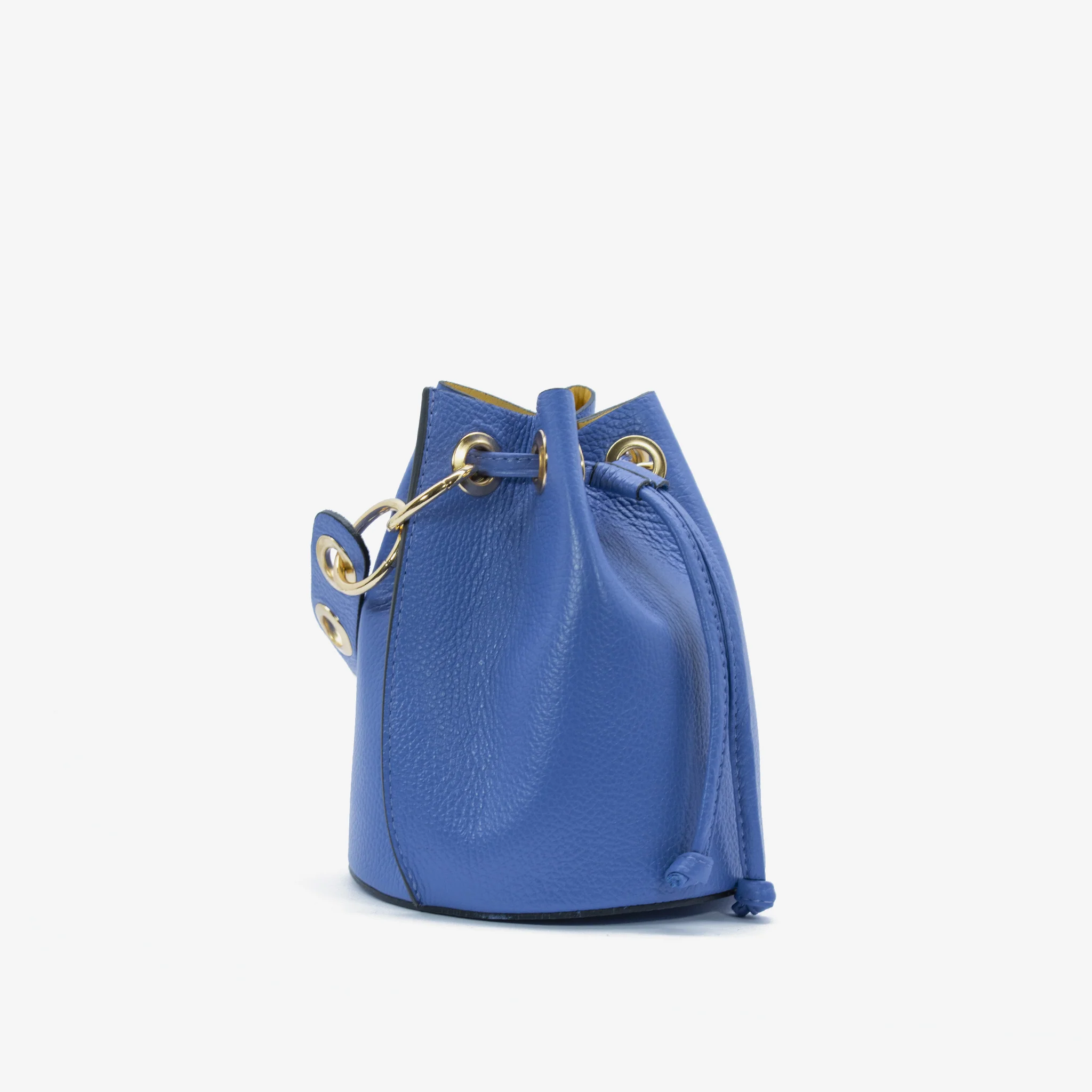 Secchiello mini coulisse in pelle - blu - Image 4
