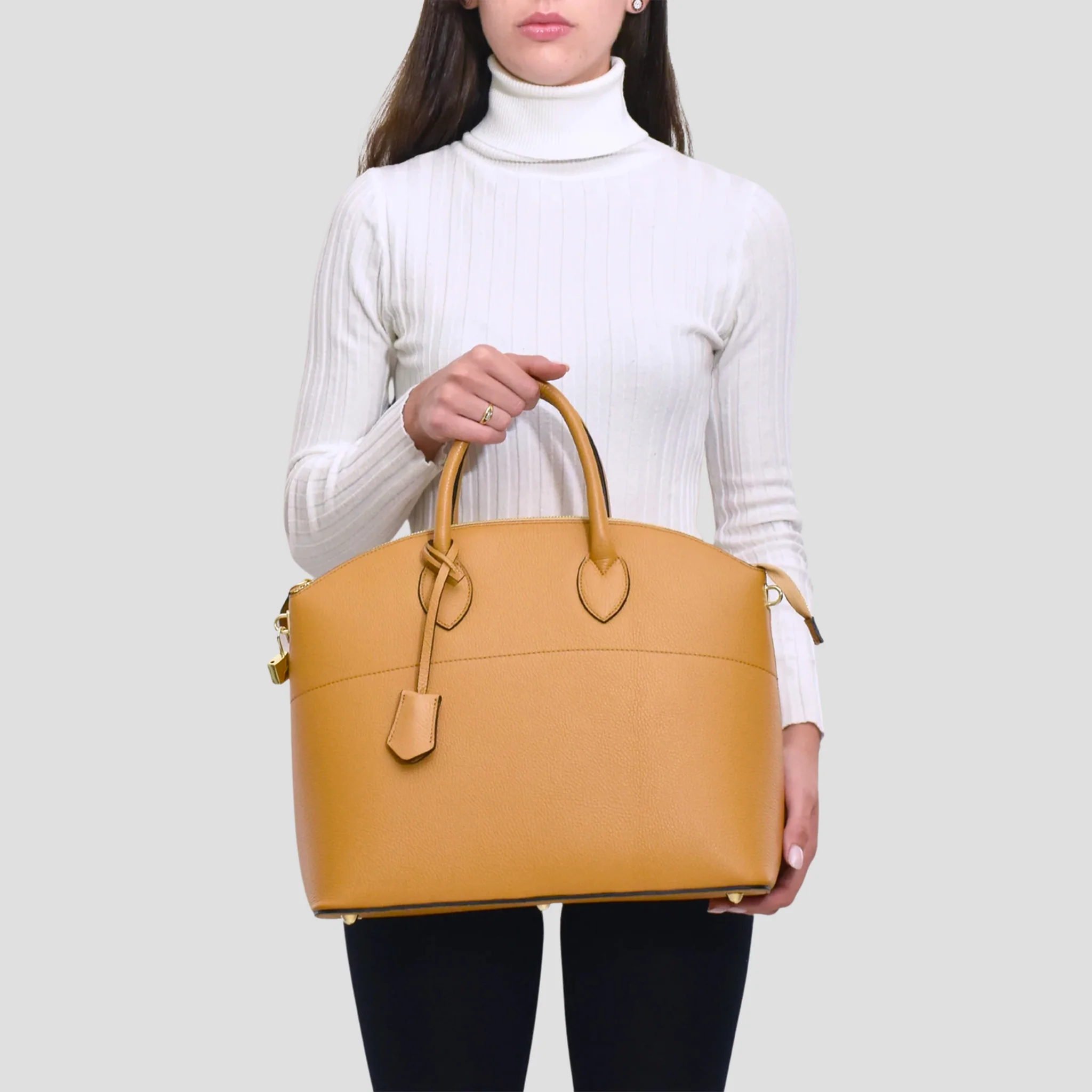 Borsa Secret in pelle - ocra - Image 2