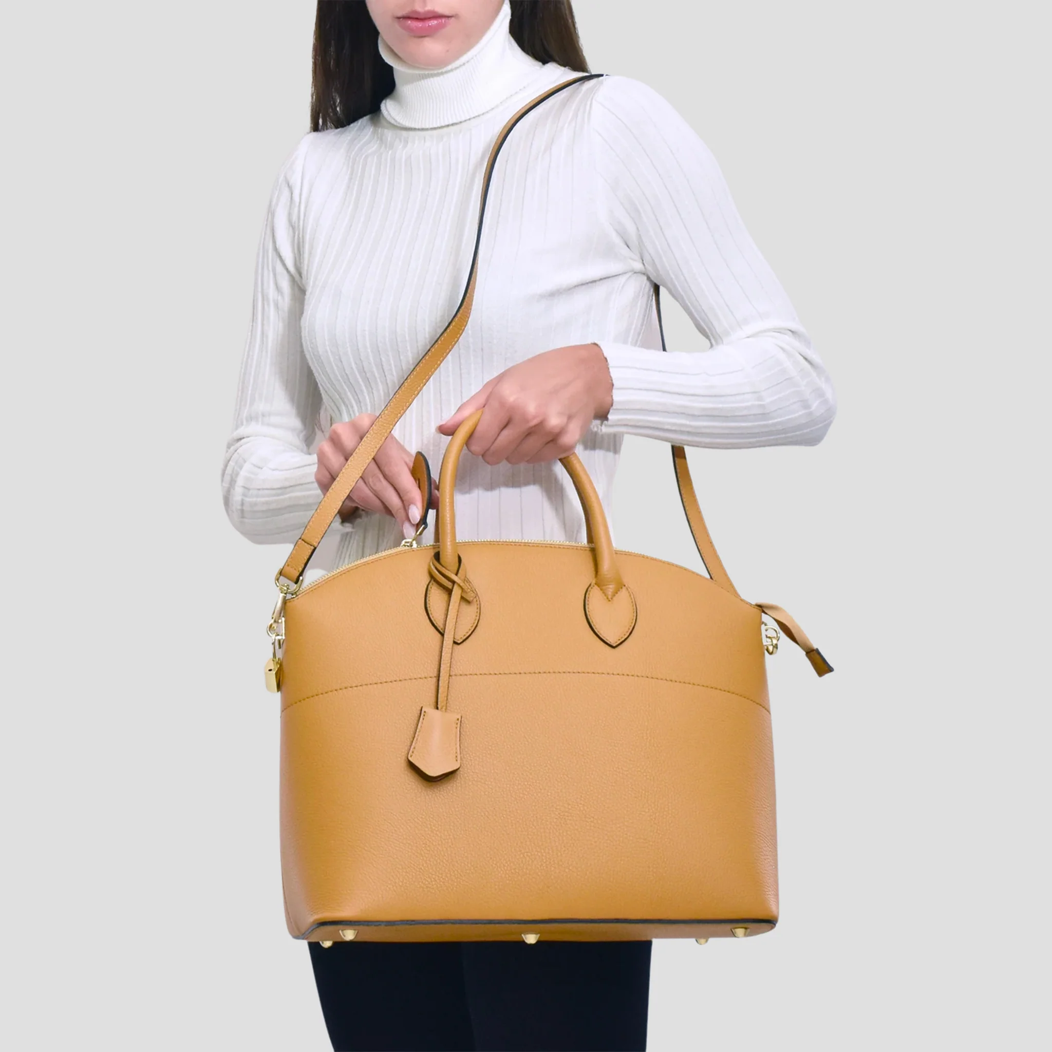 Borsa Secret in pelle - ocra - Image 9