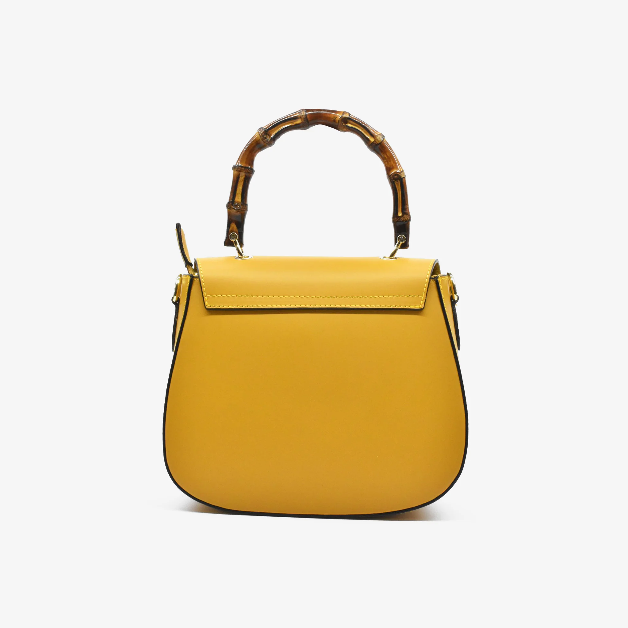 Borsa bamboo in pelle - senape - Image 5
