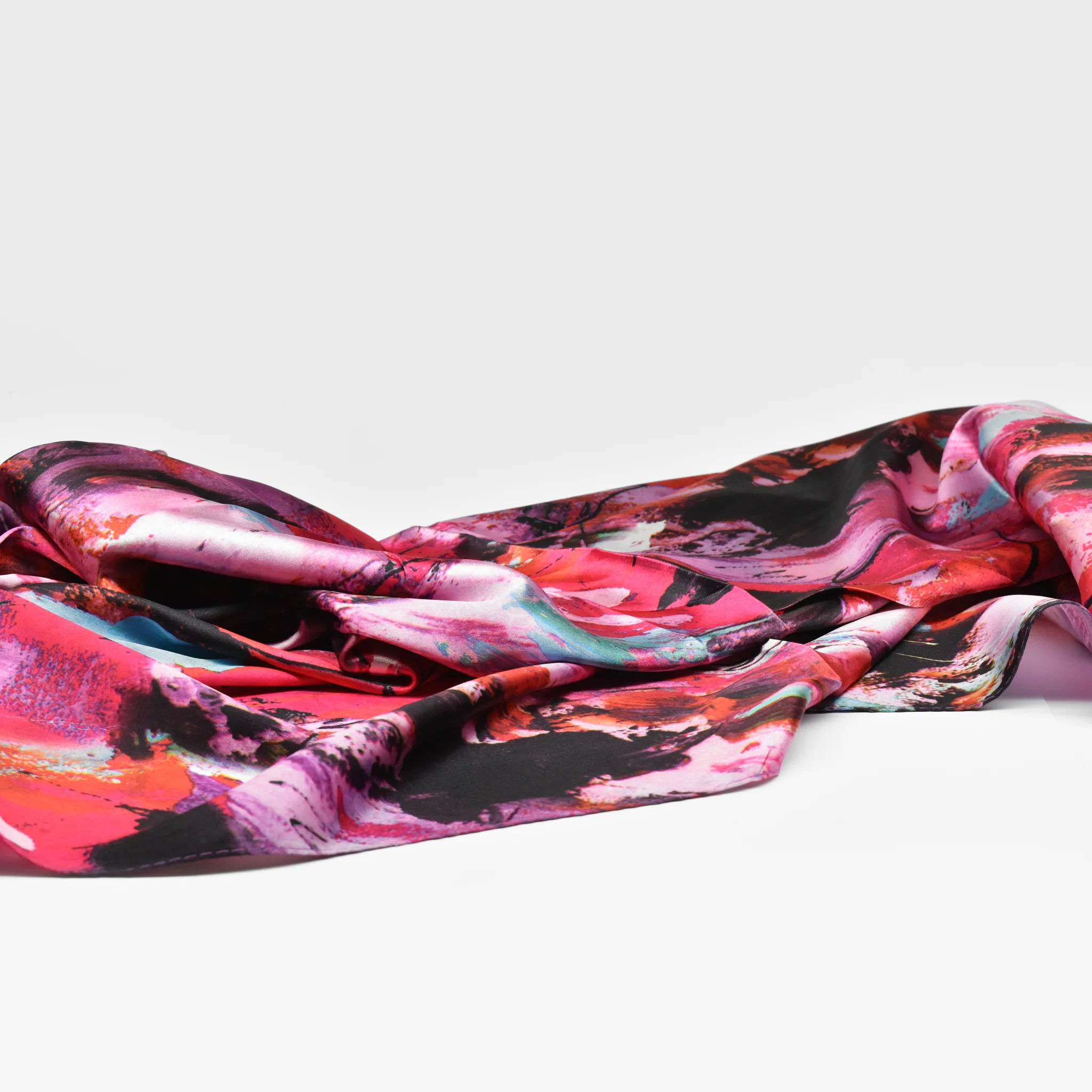 Foulard fucsia Astratto in seta - Image 3