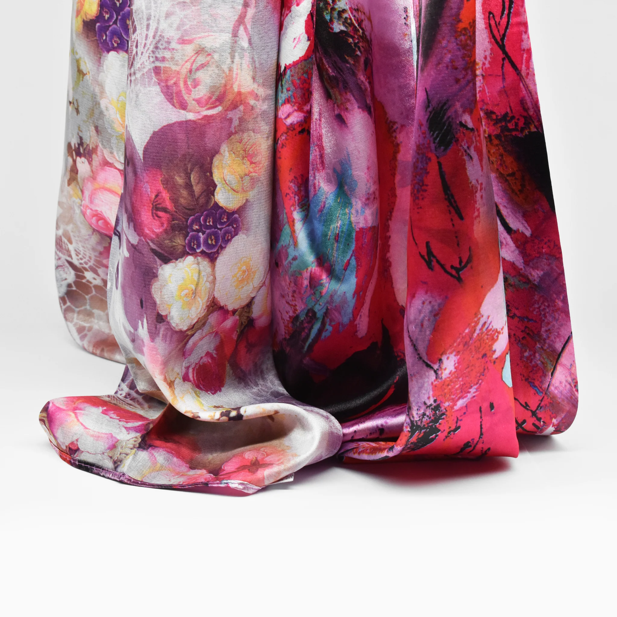 Foulard fucsia Astratto in seta - Image 4