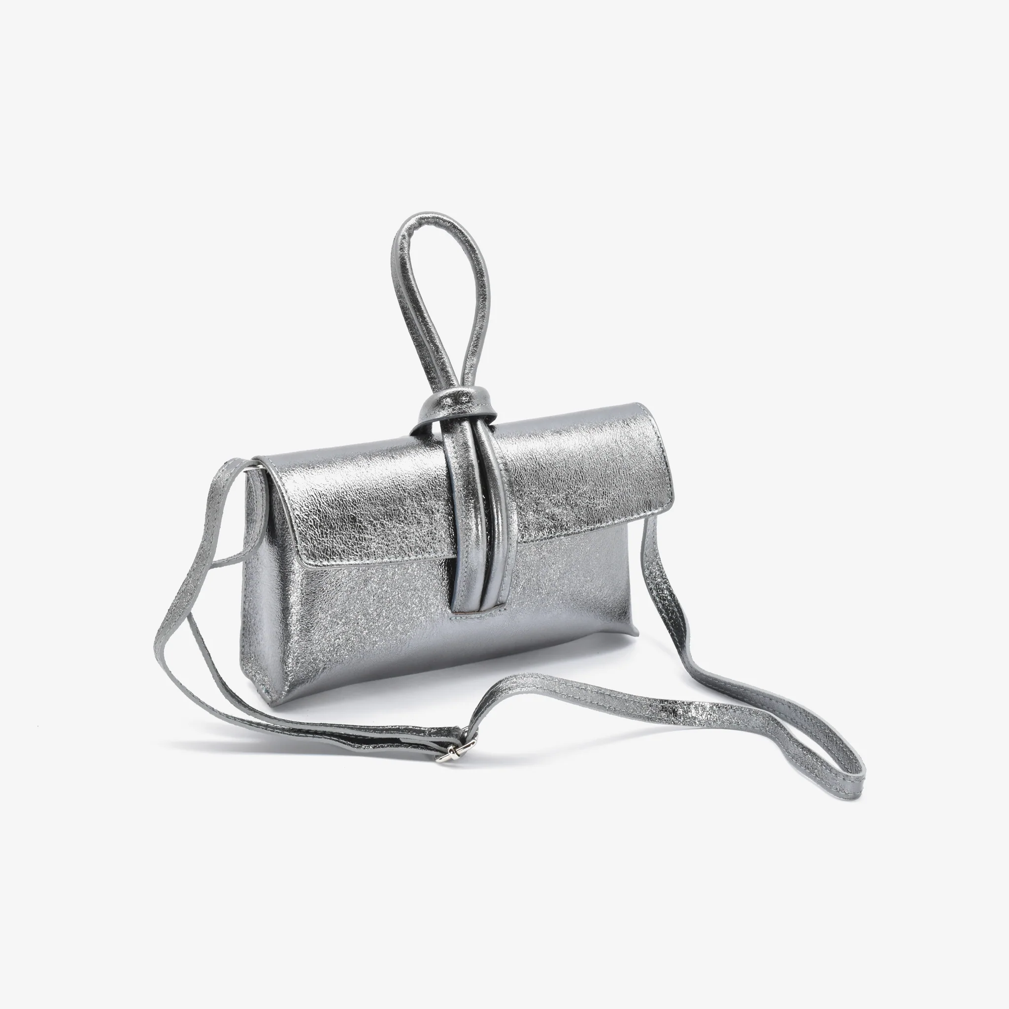 Pochette bracciale in pelle - laminato grigio - Image 4