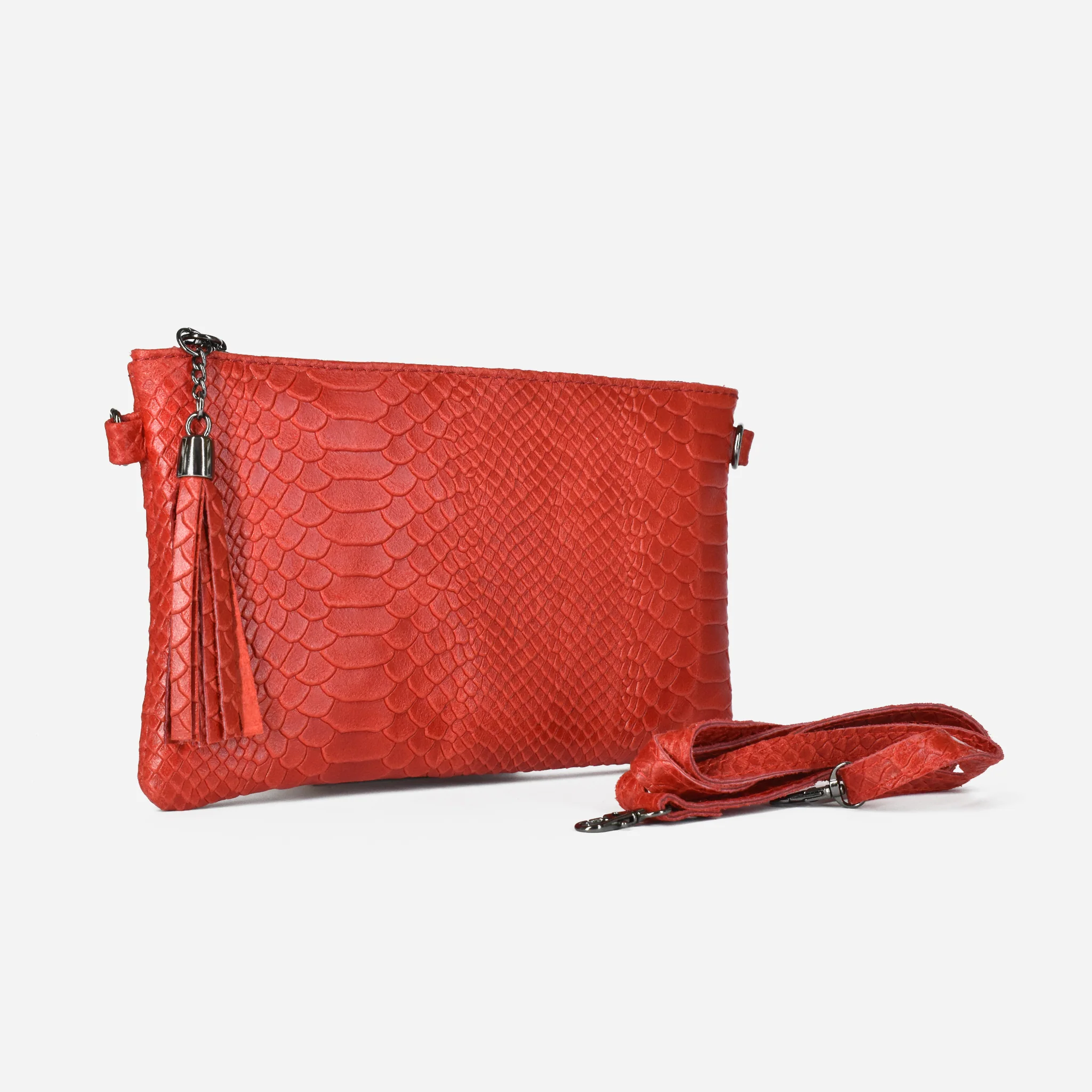 Pochette python in pelle - rosso - Image 2