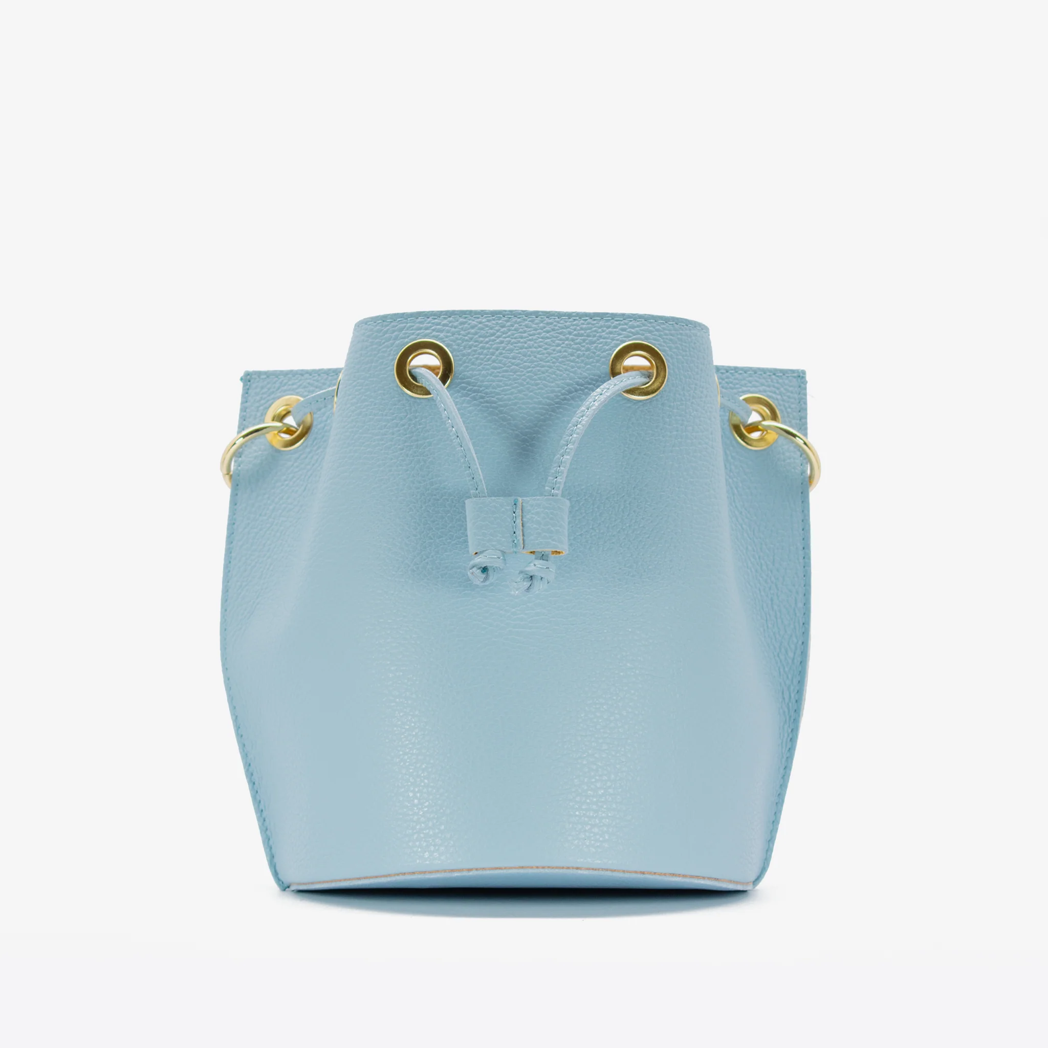 Secchiello coulisse in pelle - azzurro - Image 3
