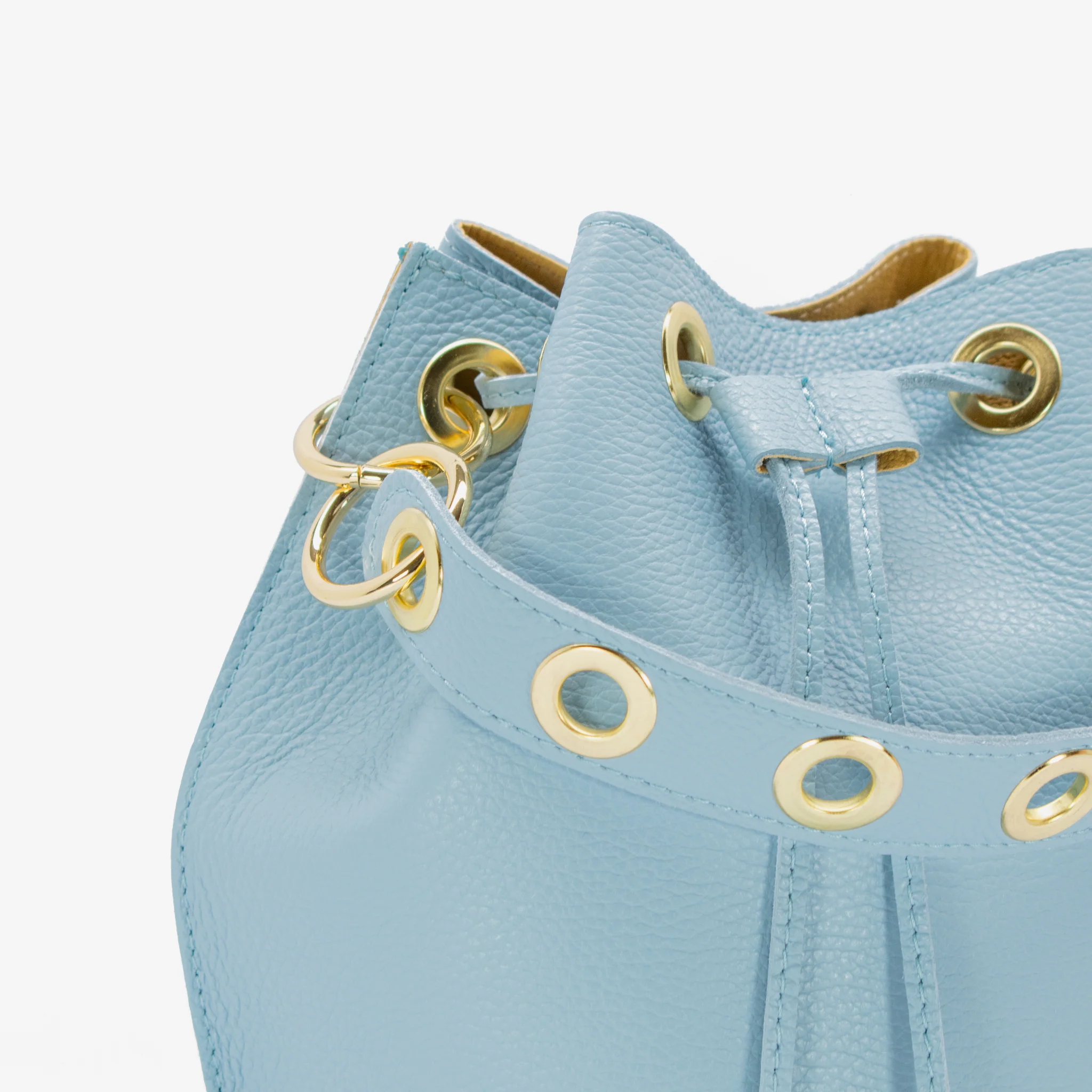 Secchiello coulisse in pelle - azzurro - Image 6