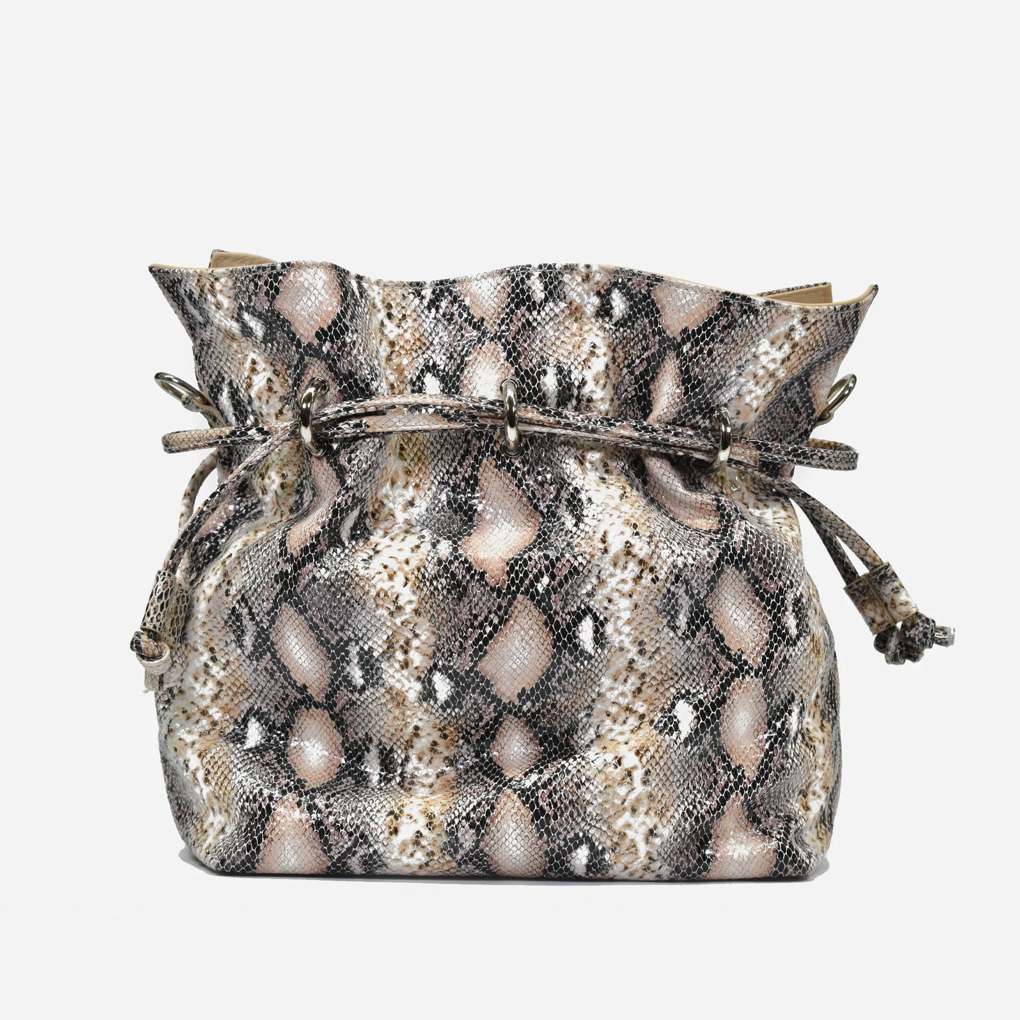 Secchiello morbido in pelle - beige roccia - Image 4