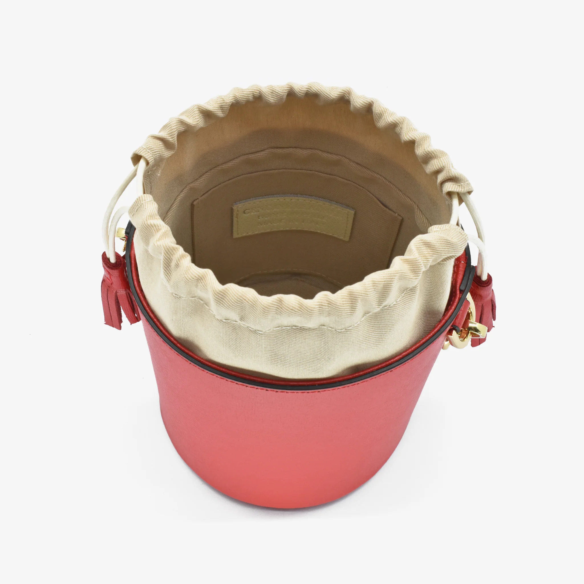Secchiello piccolo in pelle - rosso - Image 5