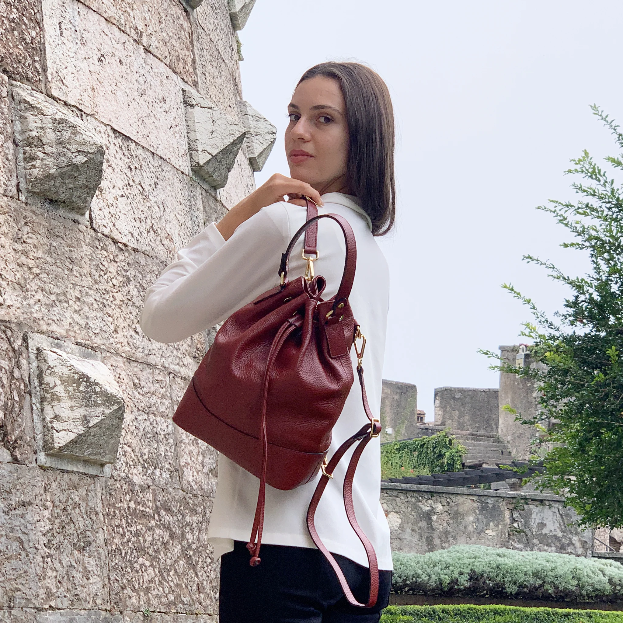 Zaino coulisse in pelle - Image 5