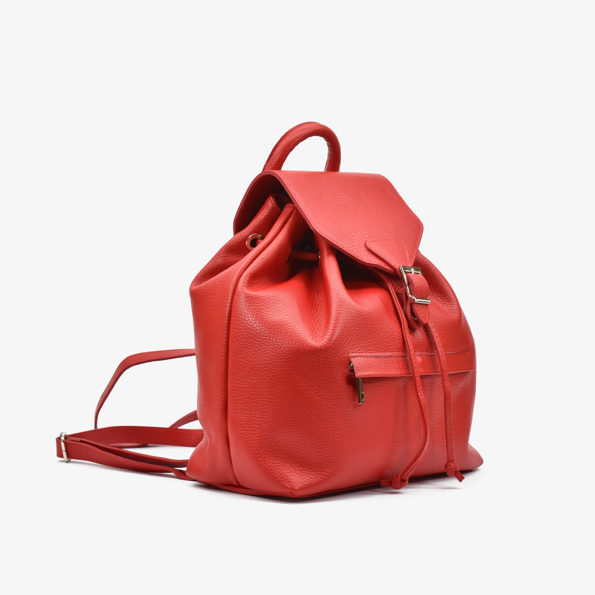 Zaino coulisse in pelle - rosso - Image 3