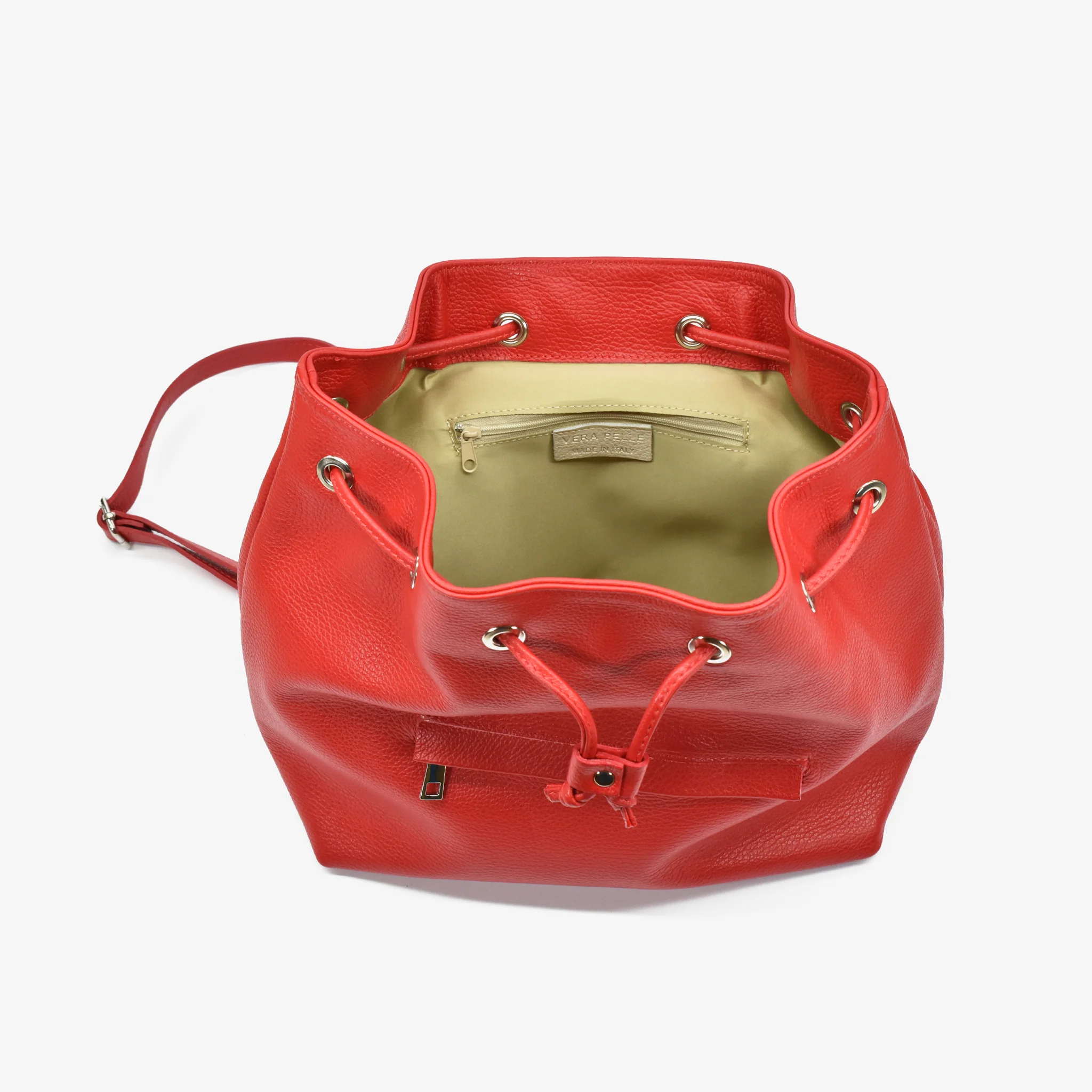 Zaino coulisse in pelle - rosso - Image 8