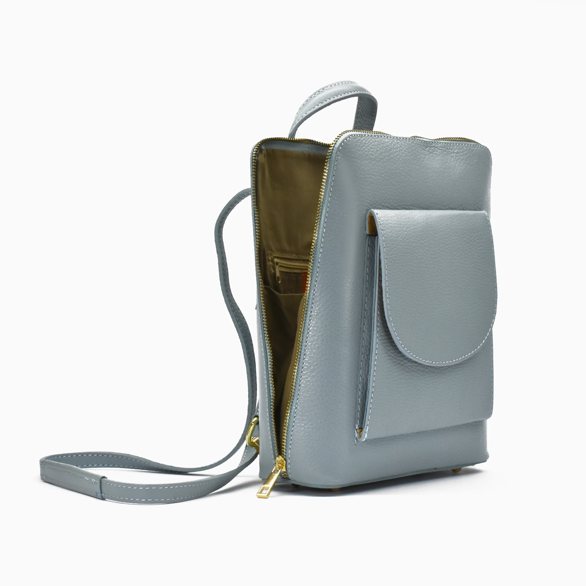 Zaino in pelle - grigio - Image 5